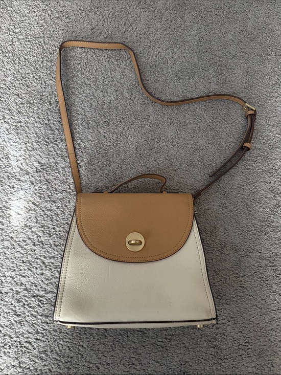 Spartina 449 Handbags - Spartina 449 Tan and Cream Leather Crossbody Satchel